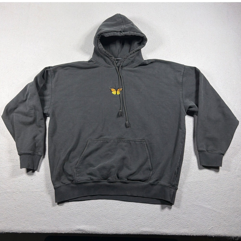 Brandy Melville Butterfly Hoodie Women One Size Oversized Faded Black Streetwear